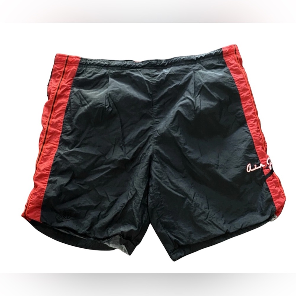 Vintage 90s Nike Air Jordan Black And Red Nylon Drawstring Gym Shorts Size XL
